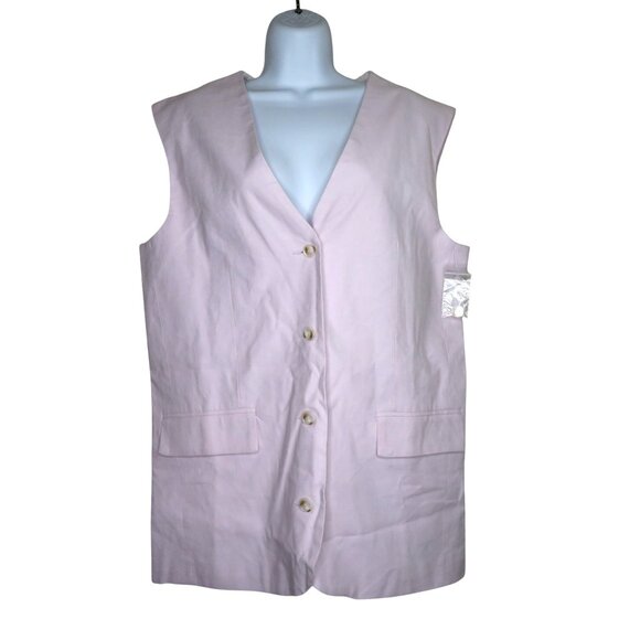 Topshop Womens Light Pink Button-Front Vest Pockets Adjustable Back Size US 6 - Picture 6 of 11